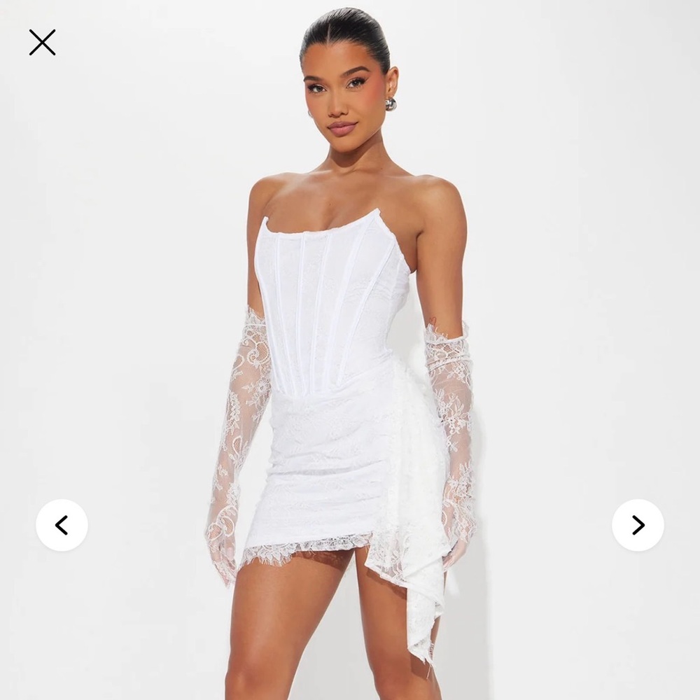 Fashion Nova Always Sweet Corset Mini Dress Set - White
